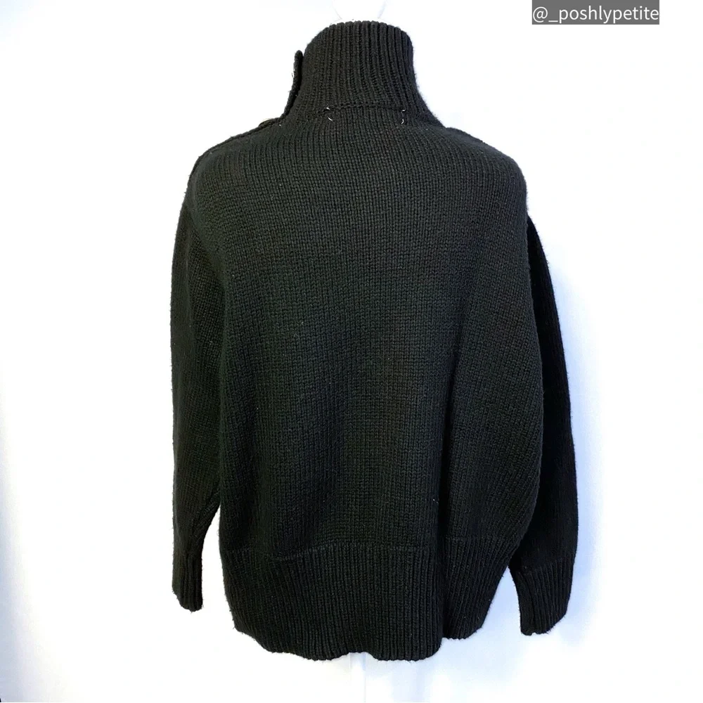 Zara knit small black mock  neck button sweater - Picture 4 of 16